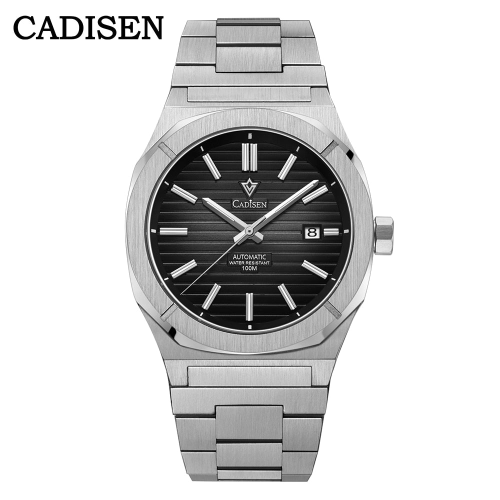 Cadisen men's diver watch with sapphire crystal, automatic MIYOTA 8215 movement, German design, luxury style, 10 bar water resistance