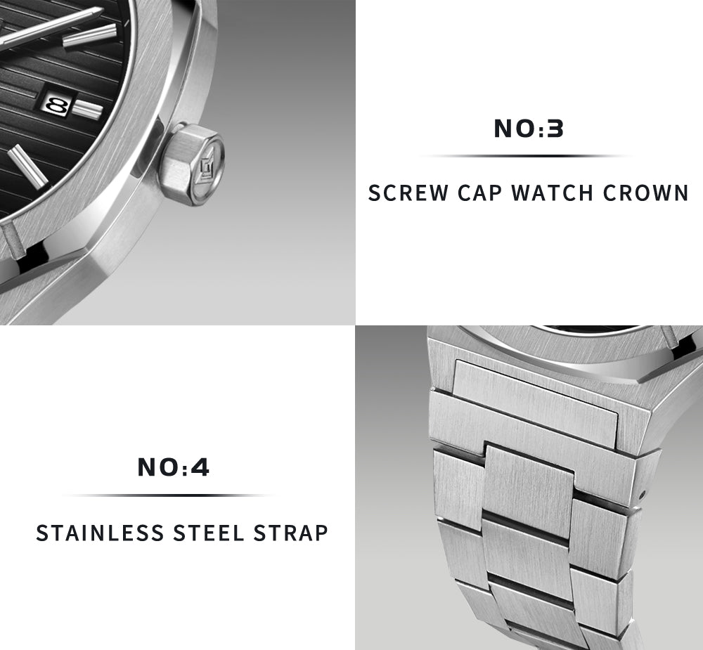 Cadisen men's diver watch with sapphire crystal, automatic MIYOTA 8215 movement, German design, luxury style, 10Bar water resistance.