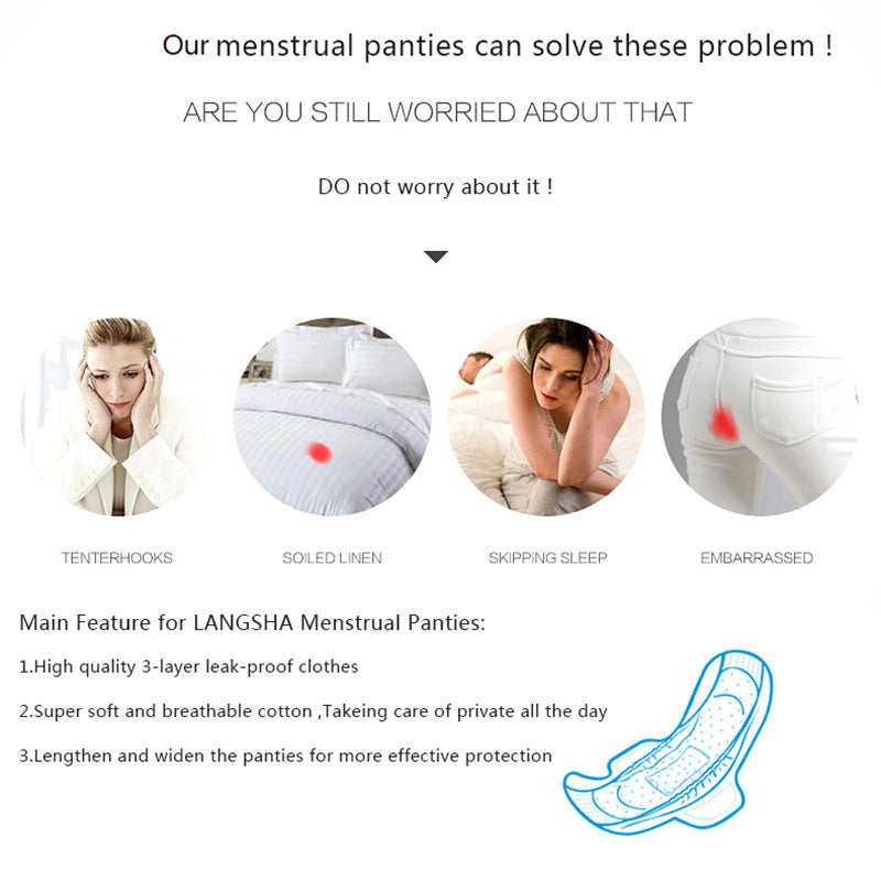 Four-layer leakproof menstrual panties in size L-4XL by The Clothing Company Sydney, showing the comfortable, breathable underwear design.