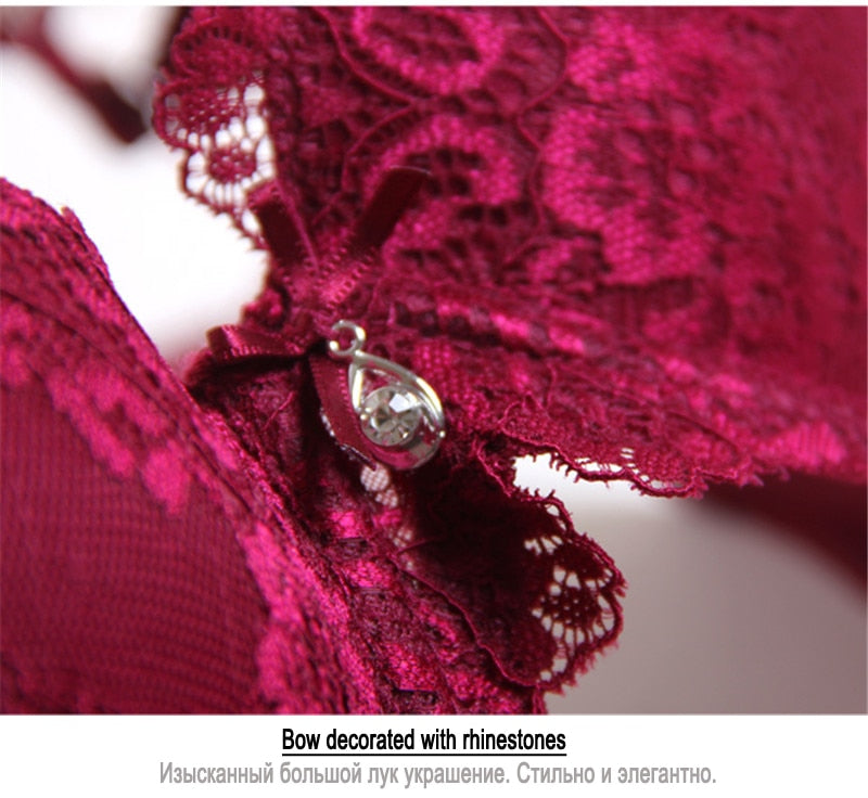 2 Piece underwear Set Lace Push-up Bra And Panty Sets Bow Comfortable Brassiere Bra Adjustable Deep V Lingerie The Clothing Company Sydney