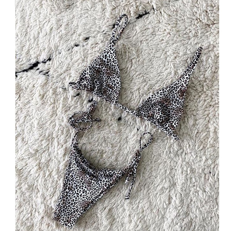 2 Piece Leopard Print Bikini Set Beach Outing Swimming Swimwear Thong Bikini Swimsuits The Clothing Company Sydney