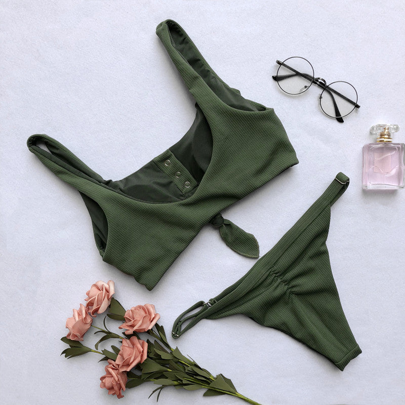 Brazilian bikini push-up padded swimsuit by The Clothing Company Sydney, featuring a two-piece design with bandage style and vibrant swimwear.