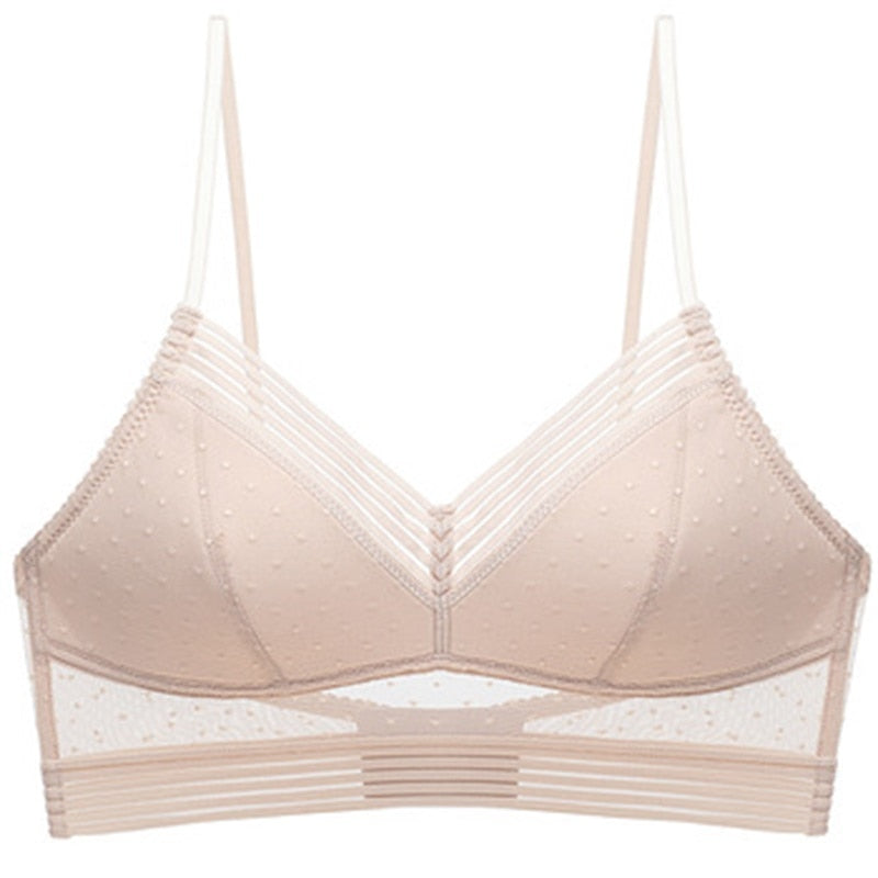 Plus size seamless lace mesh bralette from The Clothing Company Sydney, wireless backless lingerie for comfort and invisible wear.