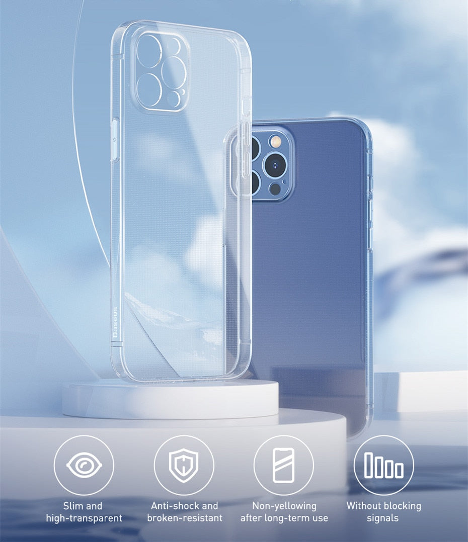 Transparent phone case for iPhone 12, 11, 13, 14 Pro Max and Mini by The Clothing Company Sydney, full lens protection.