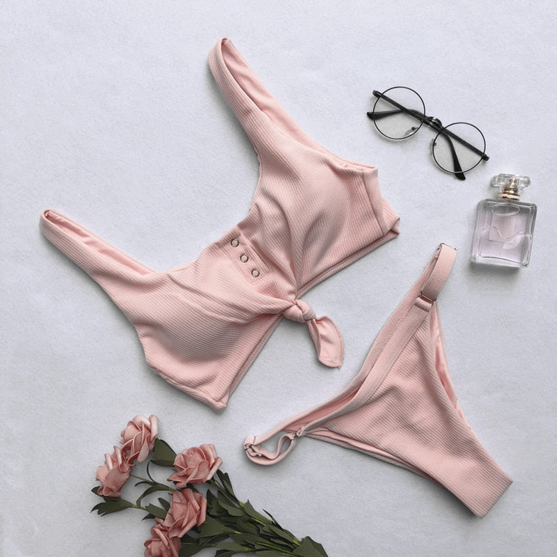 Brazilian bikini push-up padded swimsuit by The Clothing Company Sydney, featuring two-piece design with stylish swimwear and bathing suits.