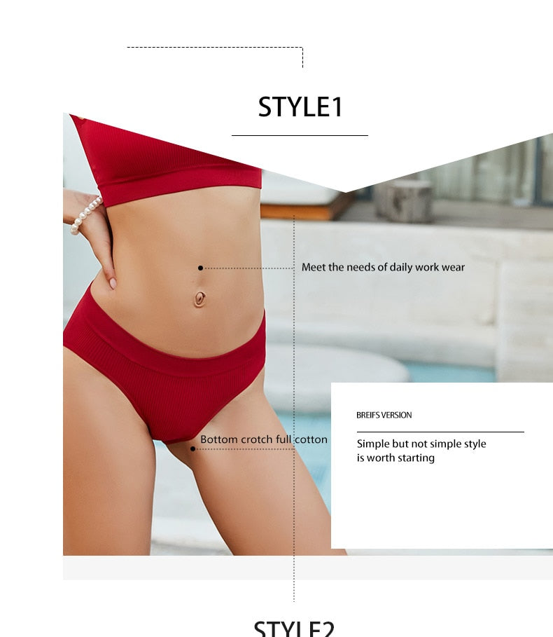Two seamless women's thong panties by The Clothing Company Sydney, made of comfortable cotton blend, shown in a close-up view.