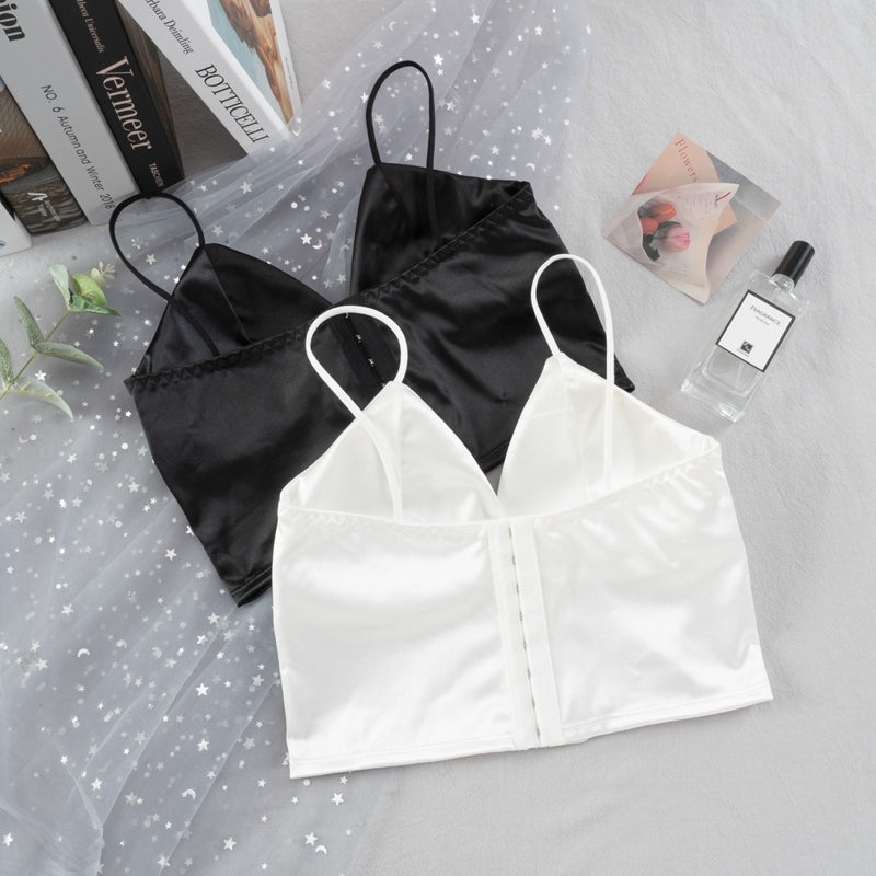 Silk smooth wireless plunge bralette lingerie top with straps, from The Clothing Company Sydney, featuring a comfortable push-up design.