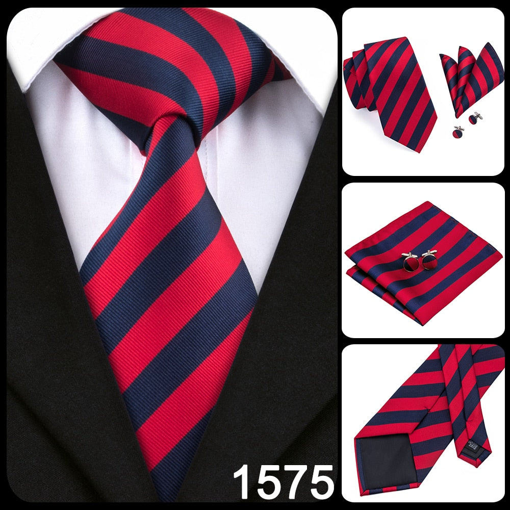 3 Piece Business Classic Blue Black Striped Solid Neck Tie Necktie Pocket Square Cufflinks Wedding Party Silk Tie Set The Clothing Company Sydney