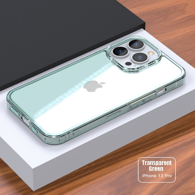 Transparent tempered glass phone case for iPhone 11, 12, 13, 14 Pro, XS Max, and more by The Clothing Company Sydney.