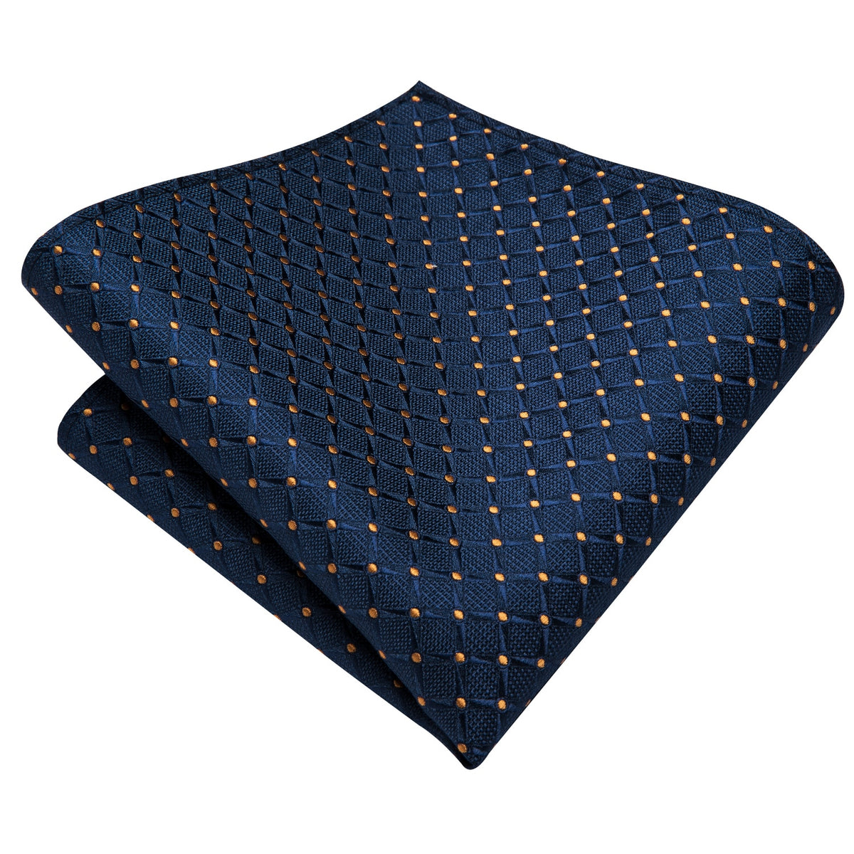 Blue silk men's business tie with dots, plaid pattern, and matching cufflinks, 150cm, from The Clothing Company Sydney.