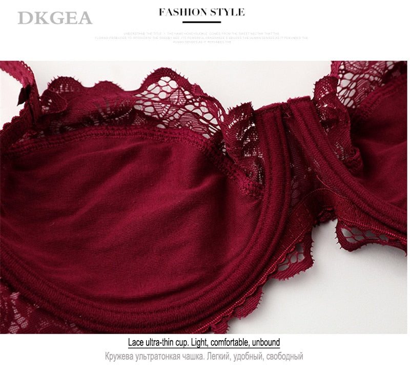 Gray plus size lace embroidery lingerie set with transparent ultrathin bras for C and D cups from The Clothing Company Sydney.