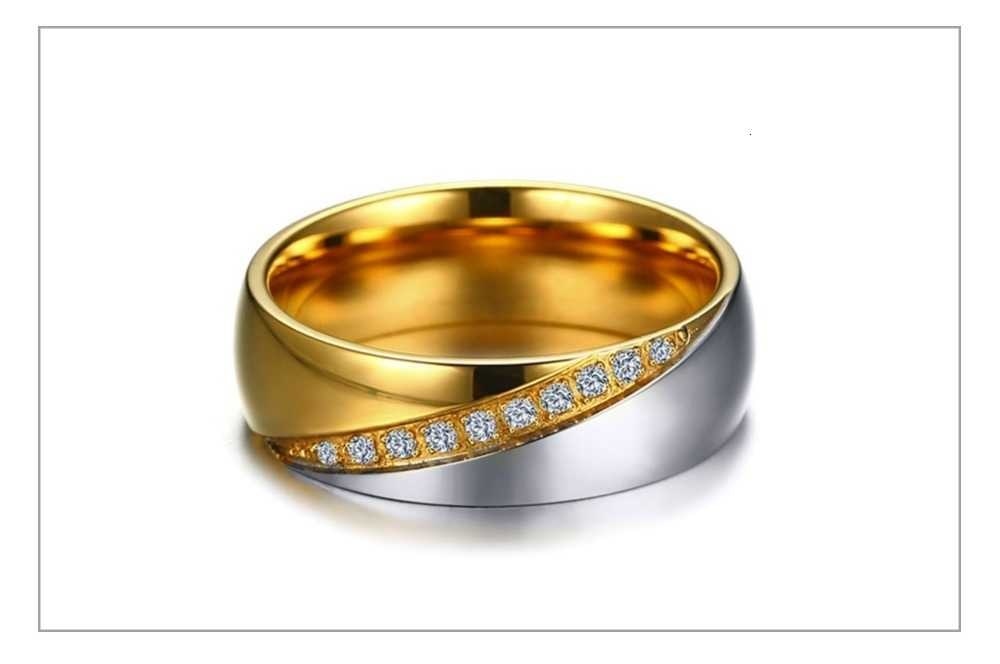 Stainless steel wedding bracelet with CZ stones, designed for couples, featuring personalized engraving and elegant jewelry style.