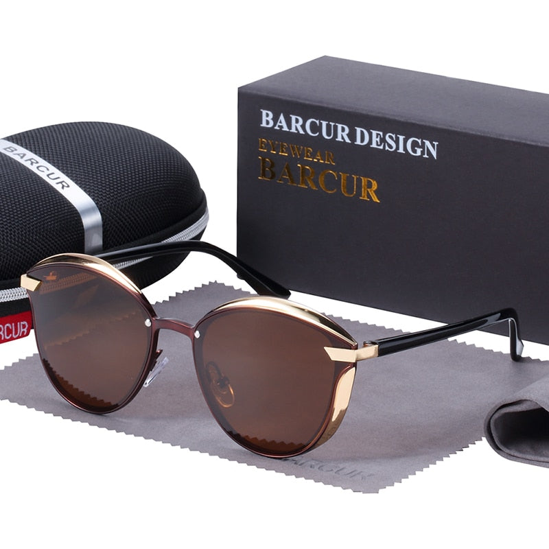 Round polarized women's sunglasses with a stylish frame, designed by The Clothing Company Sydney for fashionable sun protection.