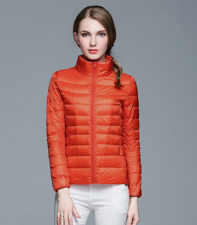 Winter Women's Stand Collar 90% White Duck Down Jacket Ultra Light Down Jackets Slim Long Sleeve Parkas Candy Color Jacket The Clothing Company Sydney