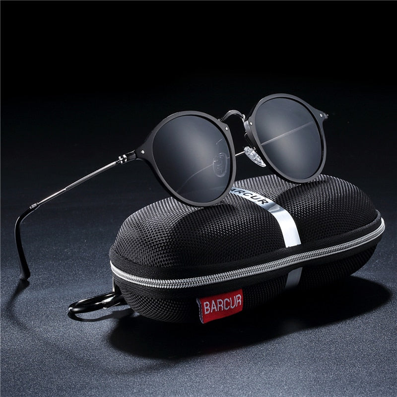 Vintage round sunglasses for men and women with aluminum magnesium frame, polarized lenses, retro style, by The Clothing Company Sydney