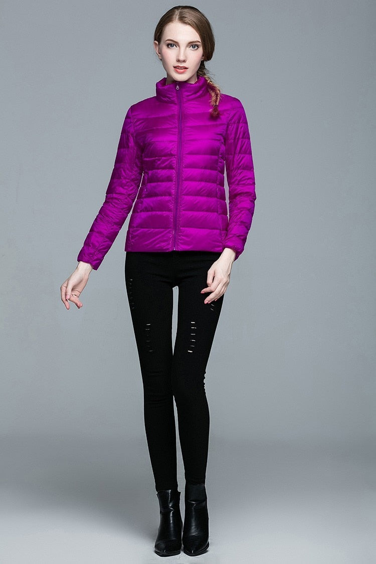 Winter Women's Stand Collar 90% White Duck Down Jacket Ultra Light Down Jackets Slim Long Sleeve Parkas Candy Color Jacket The Clothing Company Sydney