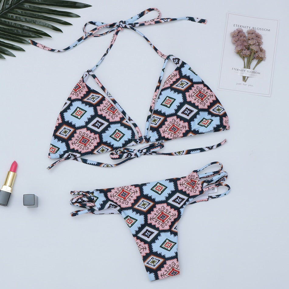 Two-piece bandage bikini for women with push-up design, low waist Brazilian swimsuit, by The Clothing Company Sydney, suitable for beachwear.