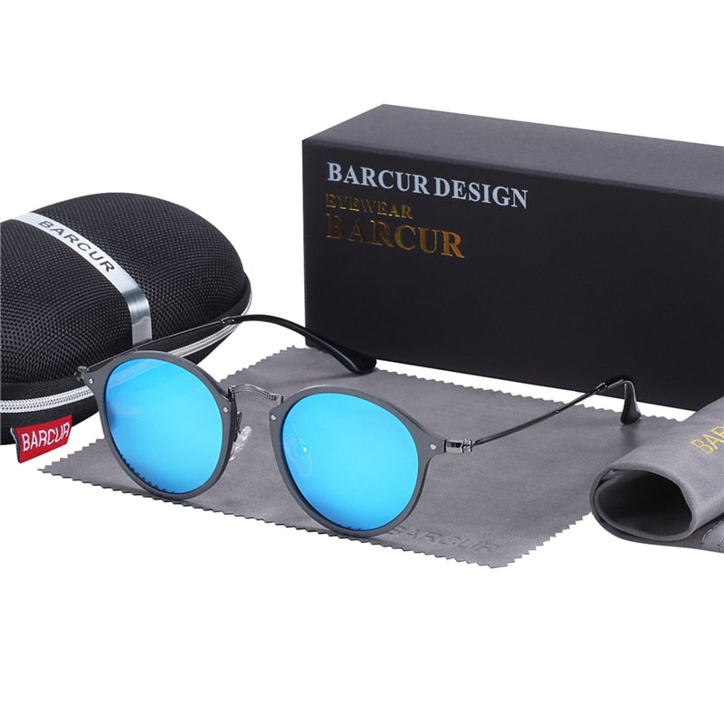 Aluminum magnesium vintage round sunglasses for men and women with polarized lenses and retro style, by The Clothing Company Sydney