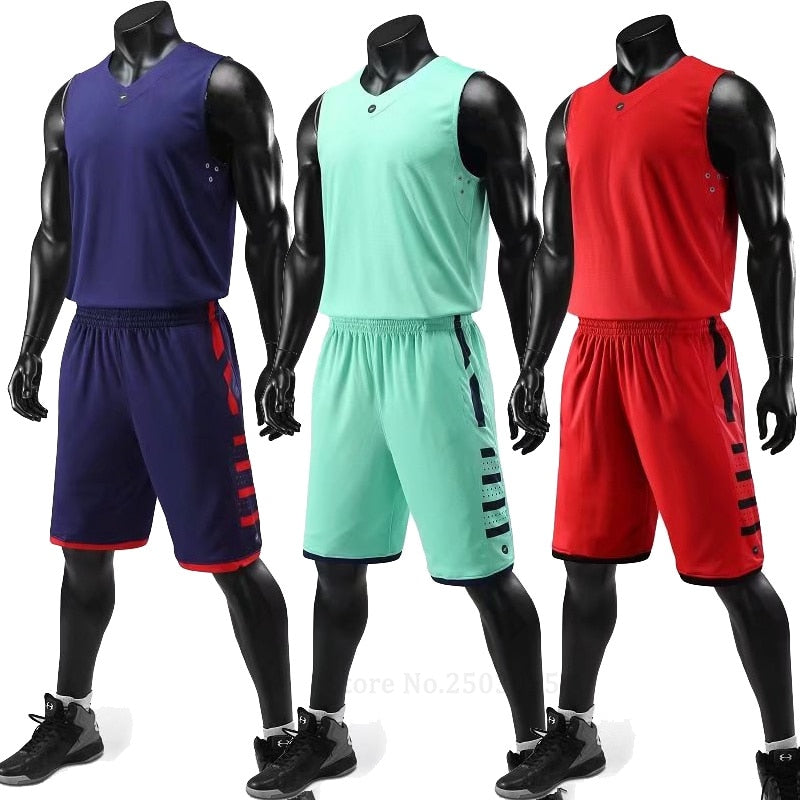 Blank breathable men's and women's basketball jersey and shorts set by The Clothing Company Sydney, ideal for sports and training.