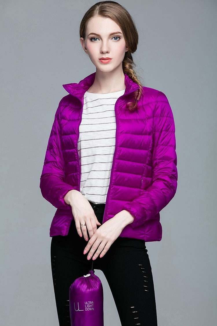 Winter Women's Stand Collar 90% White Duck Down Jacket Ultra Light Down Jackets Slim Long Sleeve Parkas Candy Color Jacket The Clothing Company Sydney