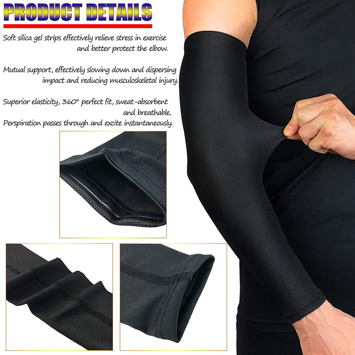 Sports arm compression sleeve by The Clothing Company Sydney, designed for basketball, cycling, golf, running, and UV protection.
