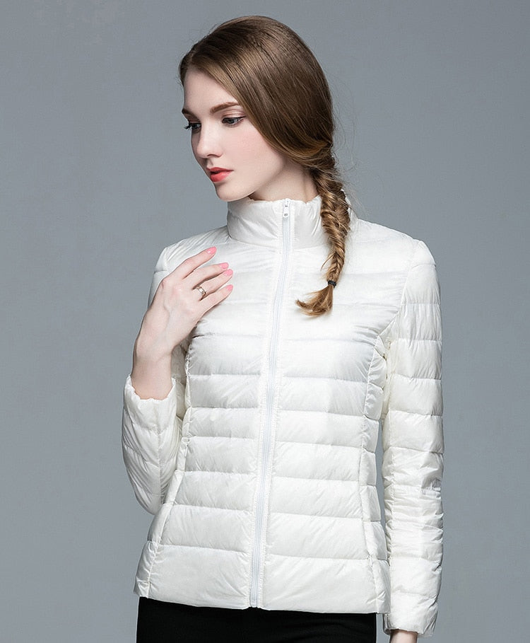 Winter Women's Stand Collar 90% White Duck Down Jacket Ultra Light Down Jackets Slim Long Sleeve Parkas Candy Color Jacket The Clothing Company Sydney
