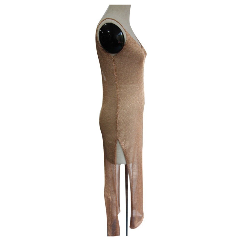 Sheer net mesh glitter tunic beach cover-up by The Clothing Company Sydney, showcasing long, lightweight beachwear with shimmering details.