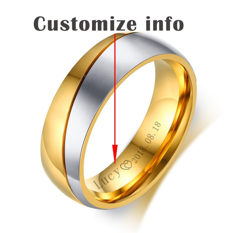 Stainless steel wedding bracelet with CZ stones, personalized engagement or anniversary jewelry for women and men.