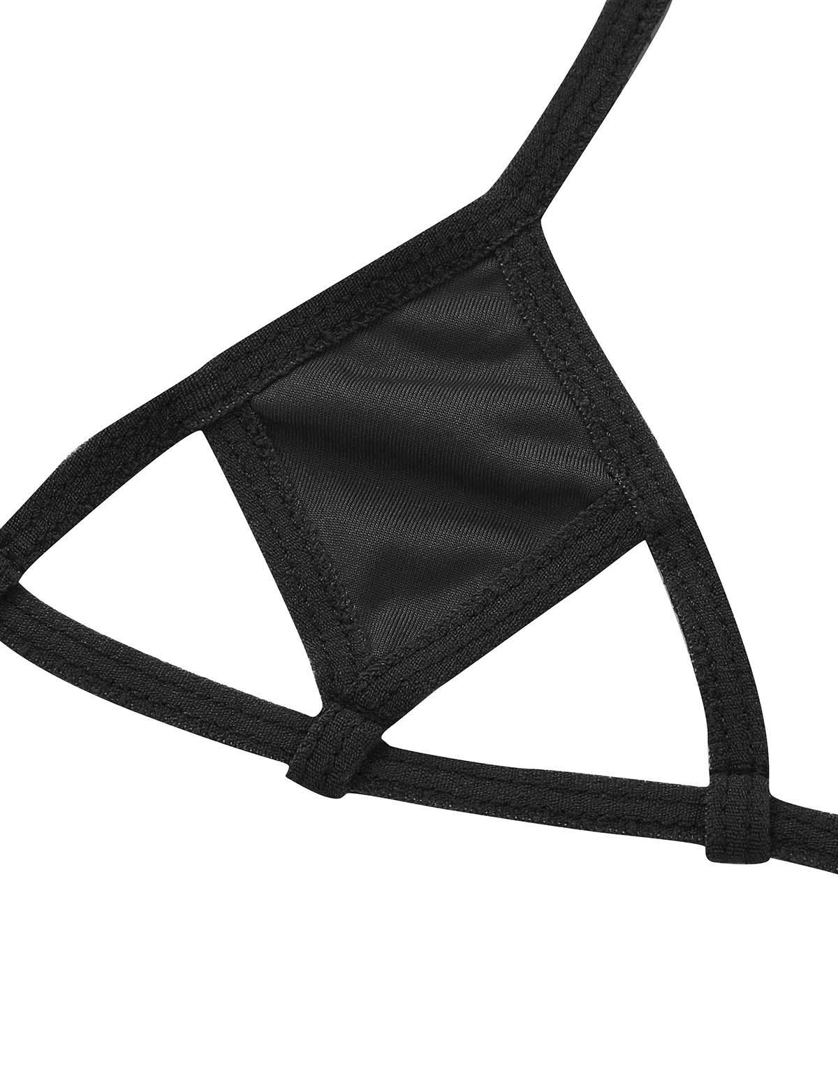 Two-piece micro bikini swimsuit by The Clothing Company Sydney with halter neck, self-tie top, and G-string briefs in a vibrant swimwear style.