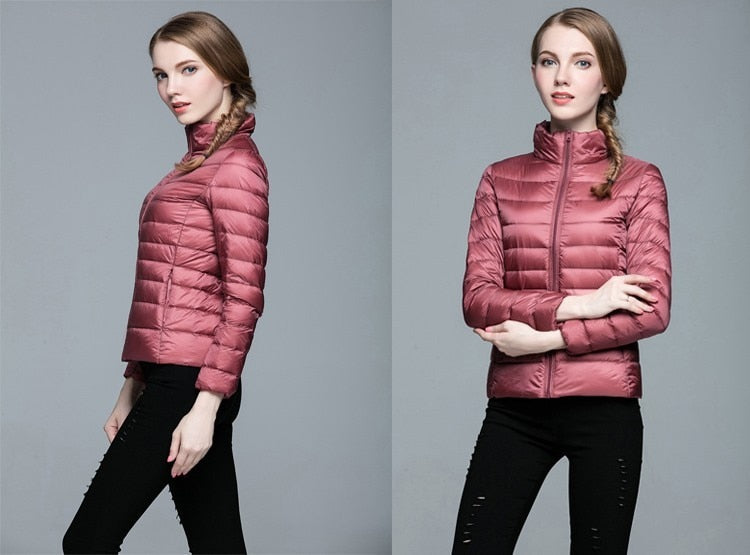 Winter Women's Stand Collar 90% White Duck Down Jacket Ultra Light Down Jackets Slim Long Sleeve Parkas Candy Color Jacket The Clothing Company Sydney