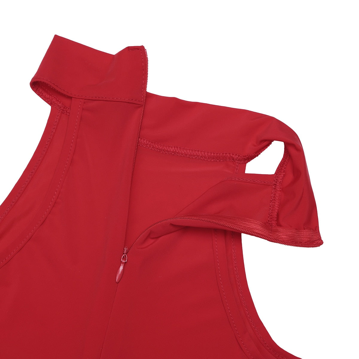 Black mock neck zipper one-piece swimsuit from The Clothing Company Sydney featuring high cut, sleeveless, bodysuit style.