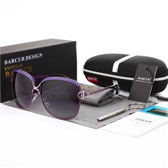 Polarized ladies round sunglasses with gradient lenses and square shape, luxury brand eyewear from The Clothing Company Sydney.