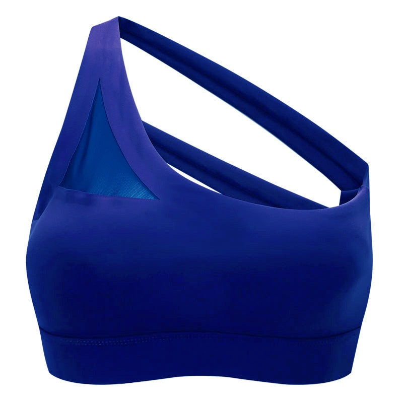 Oblique One Shoulder Strap Ladies Sports Bra Hollow out Back Lines Strenuous Exercise fitness bra Tops The Clothing Company Sydney