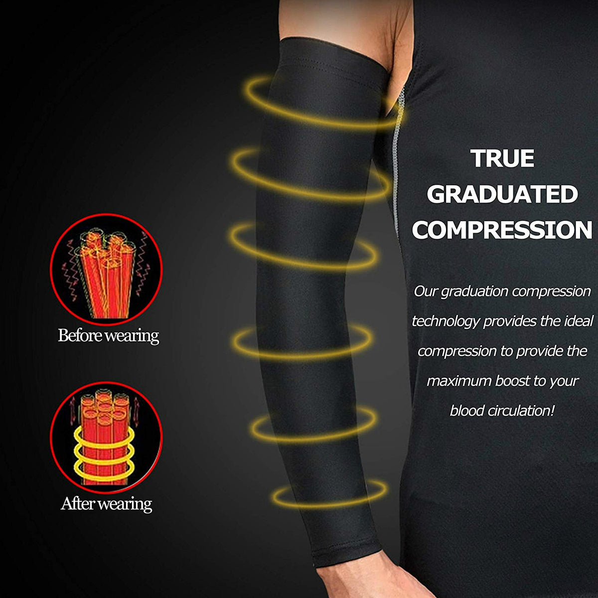Sports arm compression sleeve by The Clothing Company Sydney for basketball, cycling, golf, running, UV protection, and sun sunscreen.