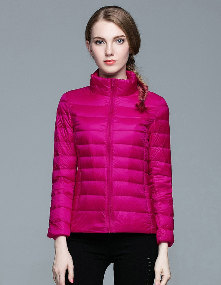 Winter Women's Stand Collar 90% White Duck Down Jacket Ultra Light Down Jackets Slim Long Sleeve Parkas Candy Color Jacket The Clothing Company Sydney
