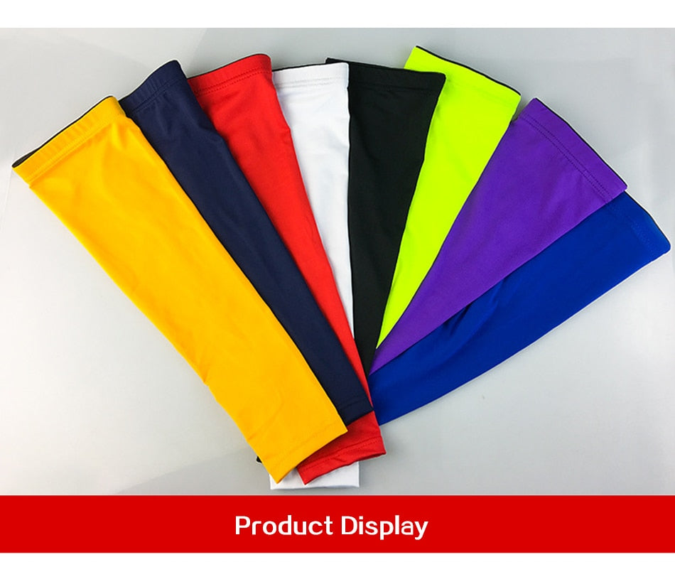 Sports arm compression sleeve by The Clothing Company Sydney, ideal for basketball, cycling, golf, running, and UV protection.