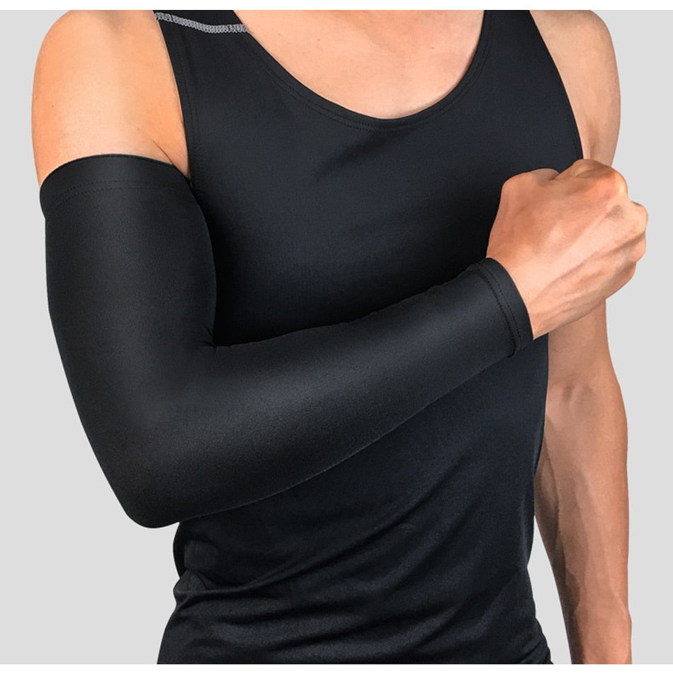 Sports arm compression sleeve by The Clothing Company Sydney, UV protection bands for basketball, cycling, golf, and running.