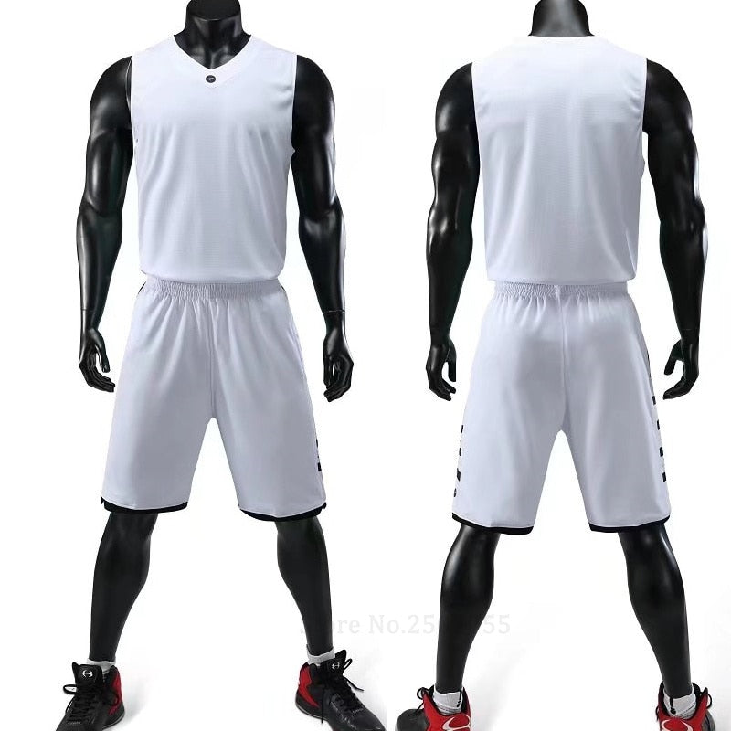 Blank breathable men's and women's basketball jersey and shorts set by The Clothing Company Sydney, designed for quick-dry performance.