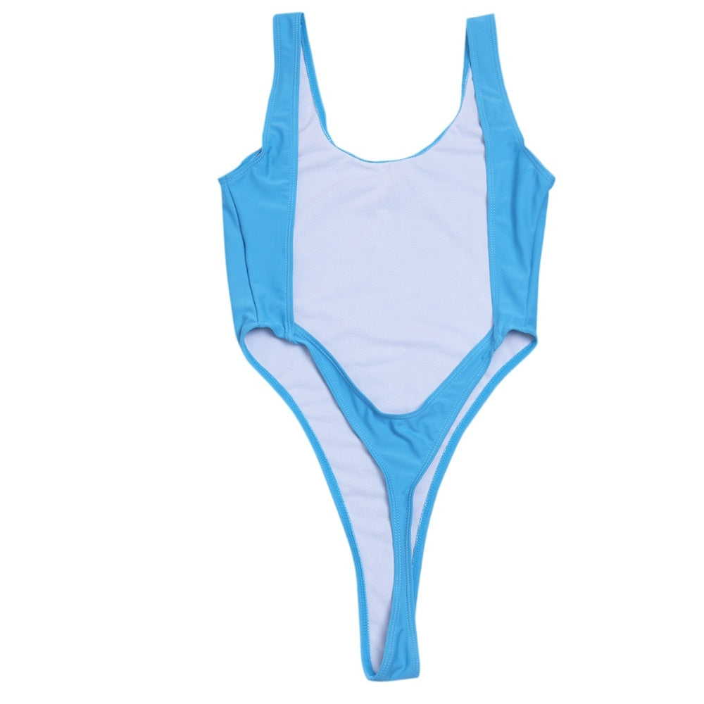 One Piece Swimsuit Women Swimwear Monokini High Cut Backless Thong Leotard Bikini Female Solid Color Bathing Suits The Clothing Company Sydney