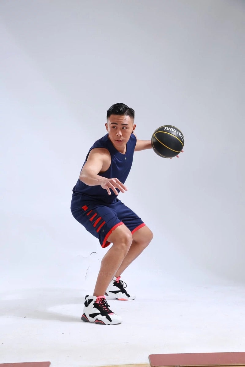 Blank breathable men's and women's basketball jersey set with shorts, quick-dry fabric, by The Clothing Company Sydney.