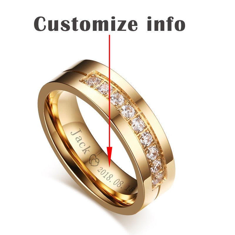 Gold-tone stainless steel wedding band bracelet with CZ stones, designed for couples, from The Clothing Company Sydney.