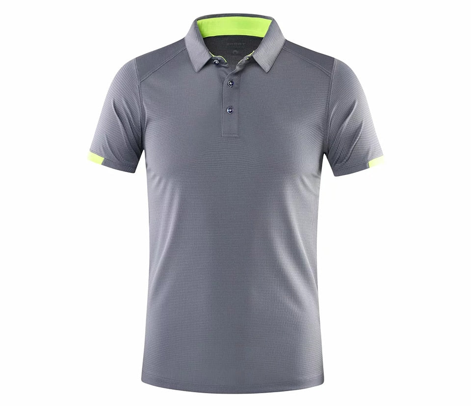 Men's golf shirt by The Clothing Company Sydney, short sleeve outdoor sports top suitable for golf, badminton, running, and soccer.