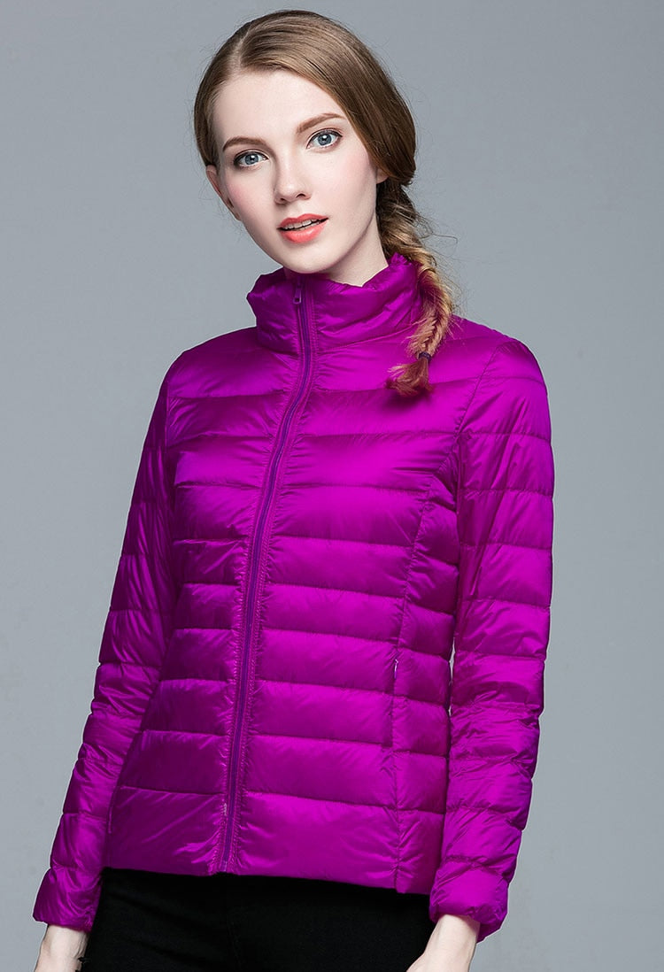 Winter Women's Stand Collar 90% White Duck Down Jacket Ultra Light Down Jackets Slim Long Sleeve Parkas Candy Color Jacket The Clothing Company Sydney