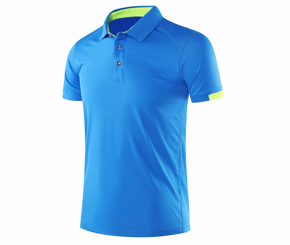 Men's golf shirt from The Clothing Company Sydney, short-sleeve sports polo top ideal for golf, badminton, running, soccer, and gym.