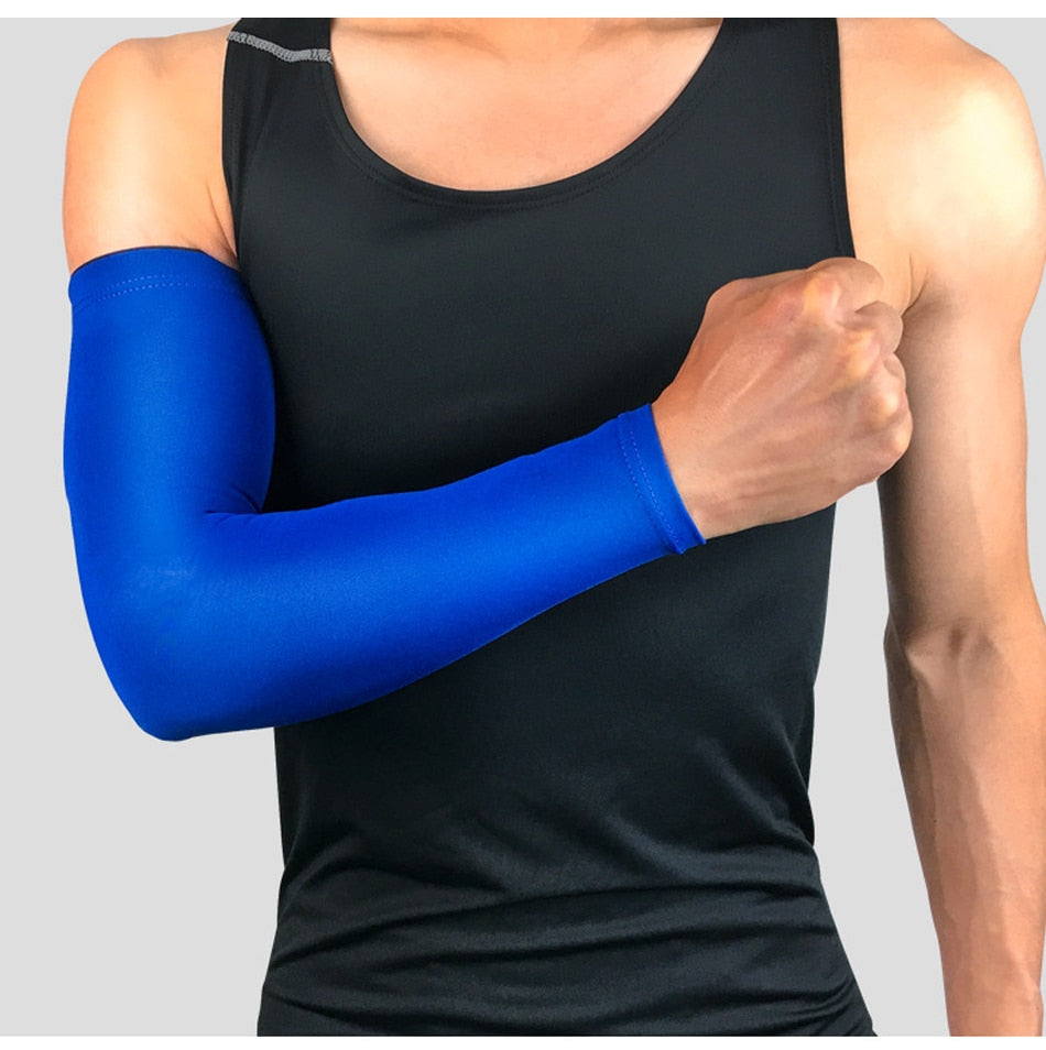 Sports arm compression sleeve by The Clothing Company Sydney, ideal for basketball, cycling, golf, running, UV protection, and sun protection