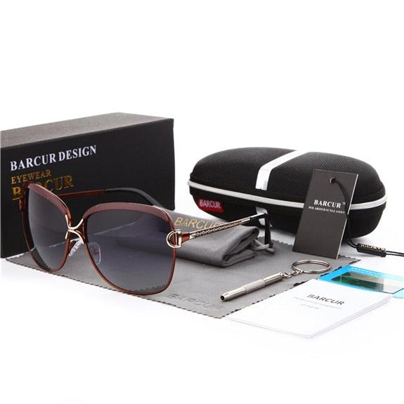 Polarized ladies sunglasses with gradient round lenses and square frame by The Clothing Company Sydney, fashionable eyewear accessory.