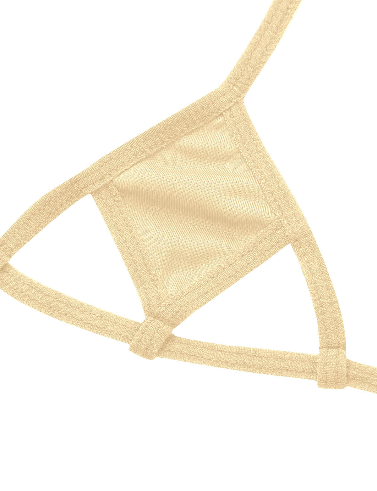 Two-piece micro bikini set with halter neck top and G-string briefs, featuring self-tie design, by The Clothing Company Sydney.