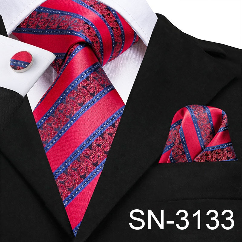 Light blue silk men's tie set with plaid design, matching pocket square and cufflinks, featuring the Clothing Company Sydney branding.