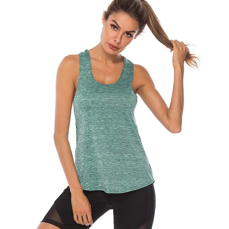 Women's sleeveless racerback running vest by The Clothing Company Sydney, athletic fitness tank top for gym, yoga, and training.