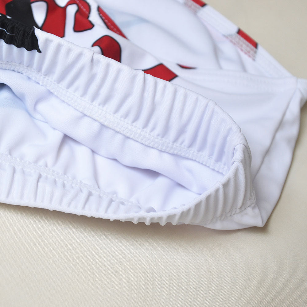 Men's Shark Pattern Swimwear by The Clothing Company Sydney, quick-dry swimming trunks for beach and surfing activities.